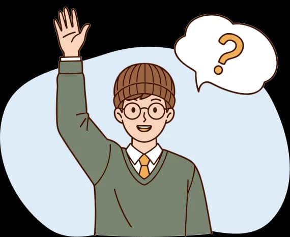 Friendly CELPIP teacher waving beside a question-mark speech bubble