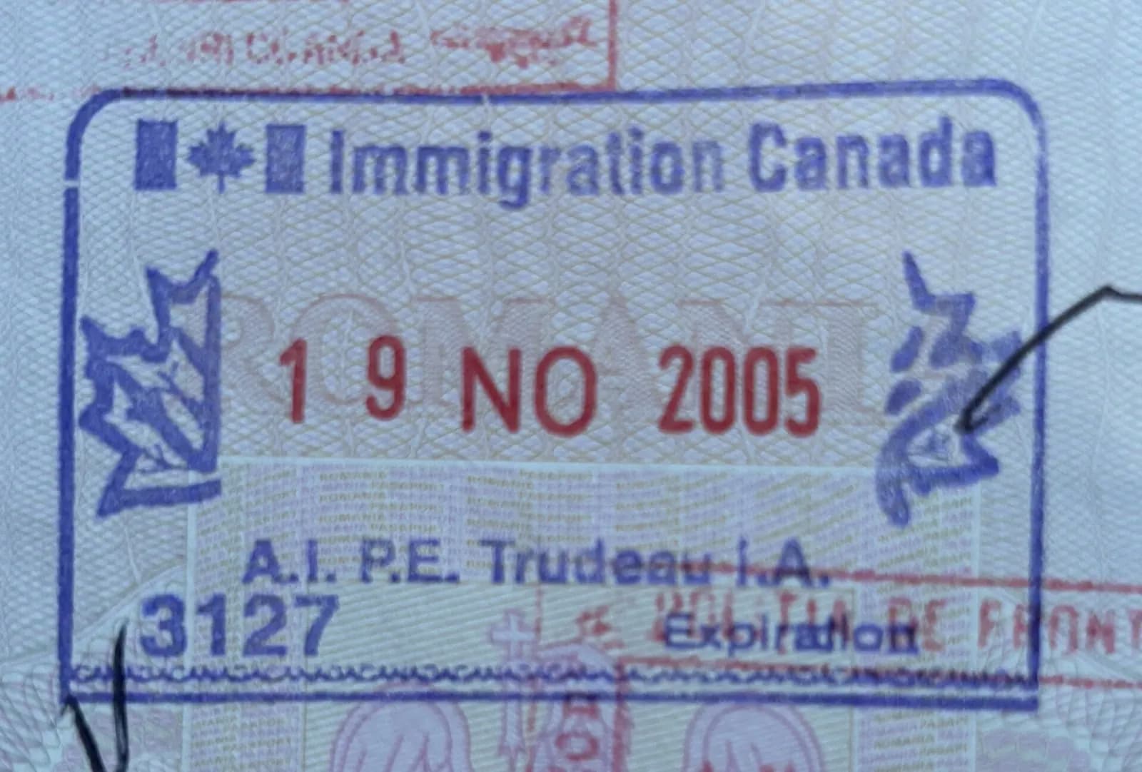 Canadian passport stamp from Montreal
