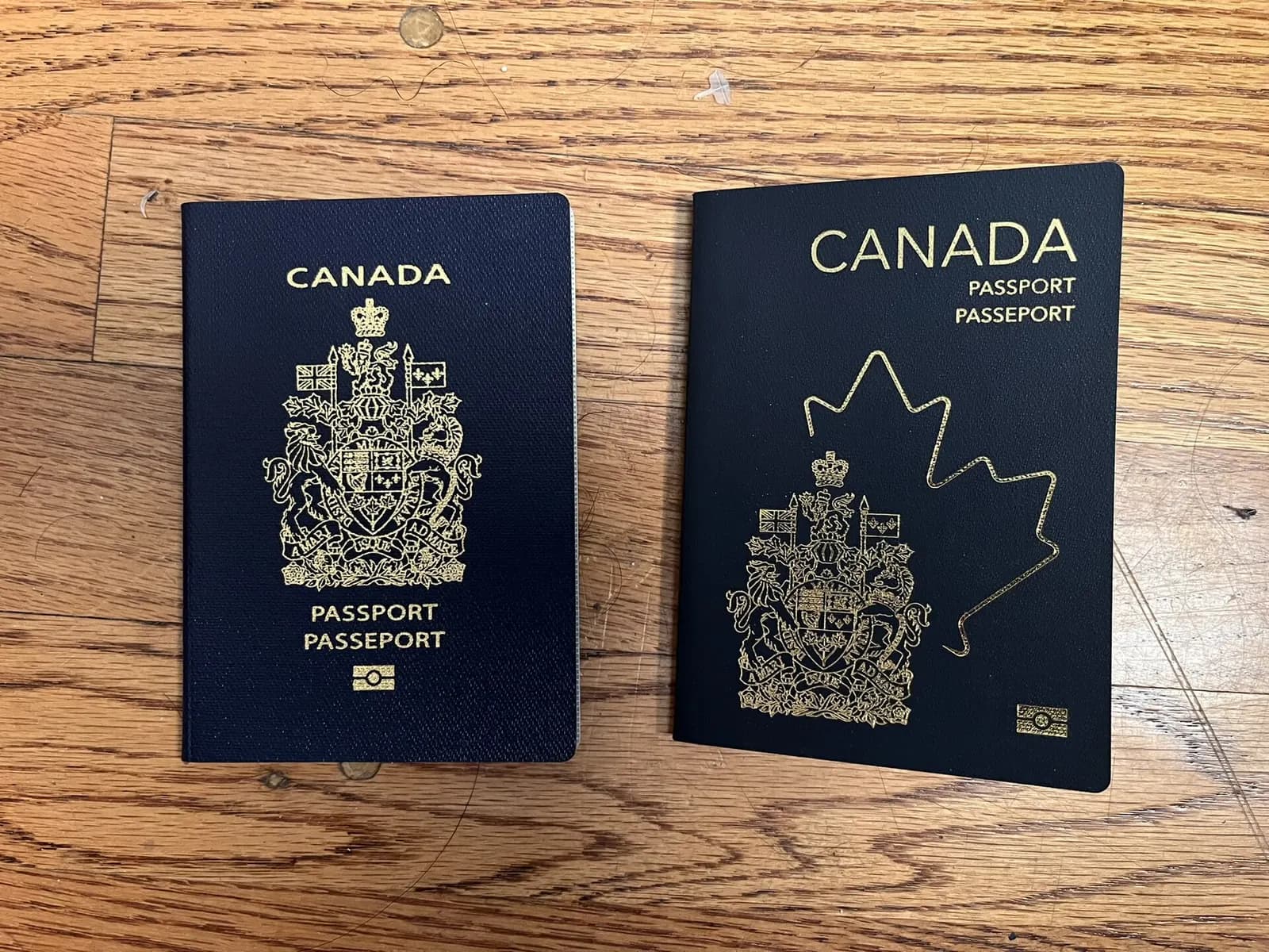 Old and new Canadian passports